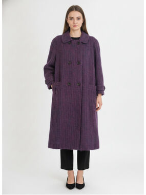 Vintage Valencia 75% Mohair Wool Maxi Coat Burgundy Women's